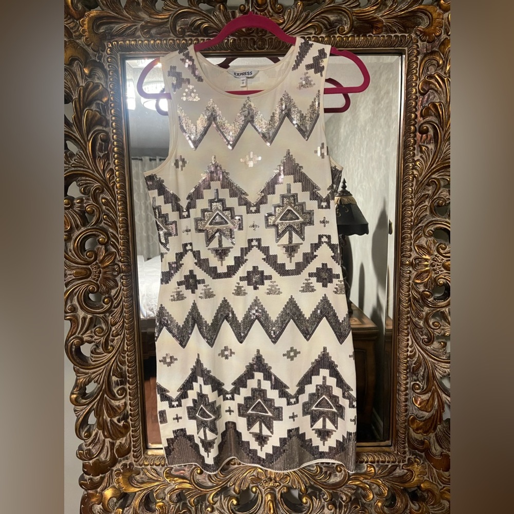 Metallic Sequins Dress, M